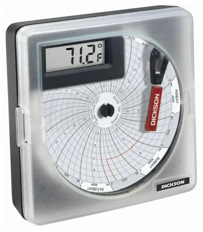 Dickson SK4/SL4 Temperature Chart Recorder, ABS Plastic, -30 to 50°C, 5-1/4 x 5-1/4 x 3/8", 24 Hour/7 Day, LCD, CE, Each