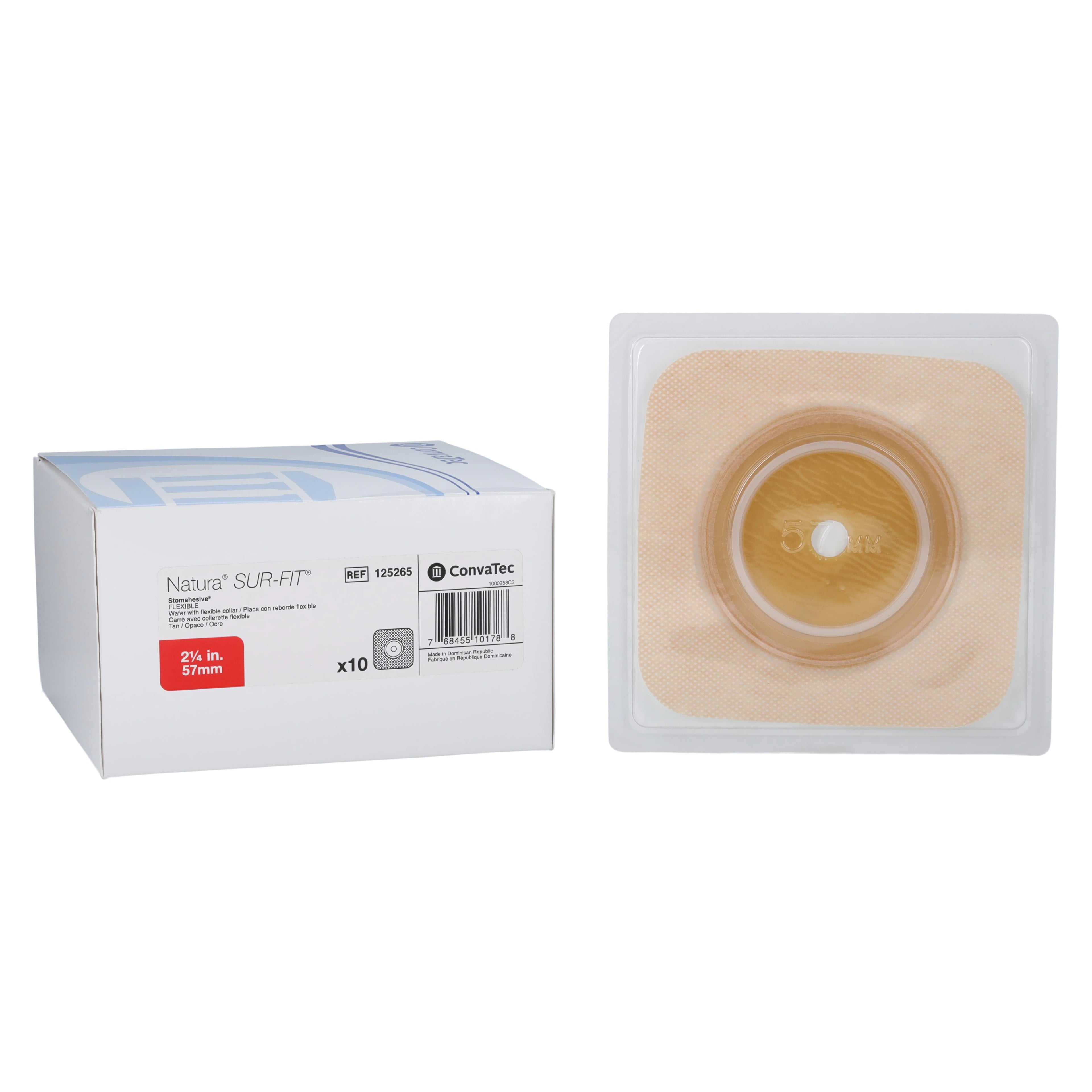 ConvaTec SUR-FIT Natura Stomahesive 2-Piece Skin Barrier, Tan, Cut-To-Fit, 5x5" (Wafer Flex 2-1/4")