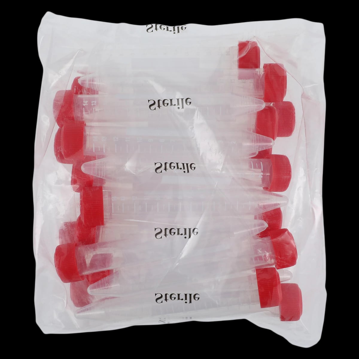 Centrifuge Tube with Cap, Polypropylene, 15mL, 17x120mm, Sterile, Clear with Red Screw Cap, 500/Case (20x25)