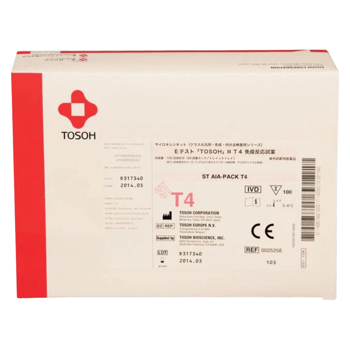 ST AIA Pack T4 100 Tests, Thyroxine Reagent, 20x5 Tray