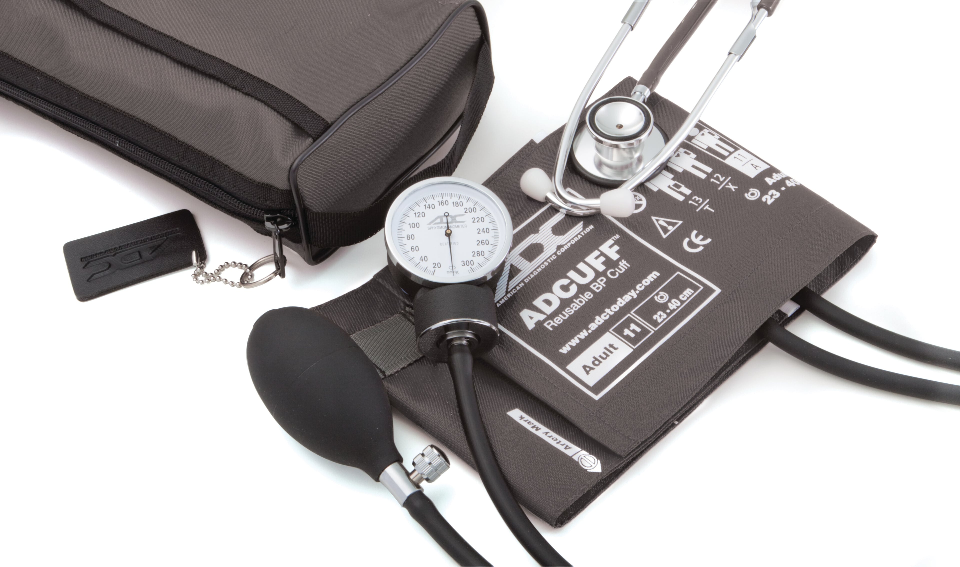 American Diagnostic Corp. Pro's Combo II DH Classic Aneroid Sphygmomanometer & Stethoscope Kit, Adult, Black, 2-Tube, Each