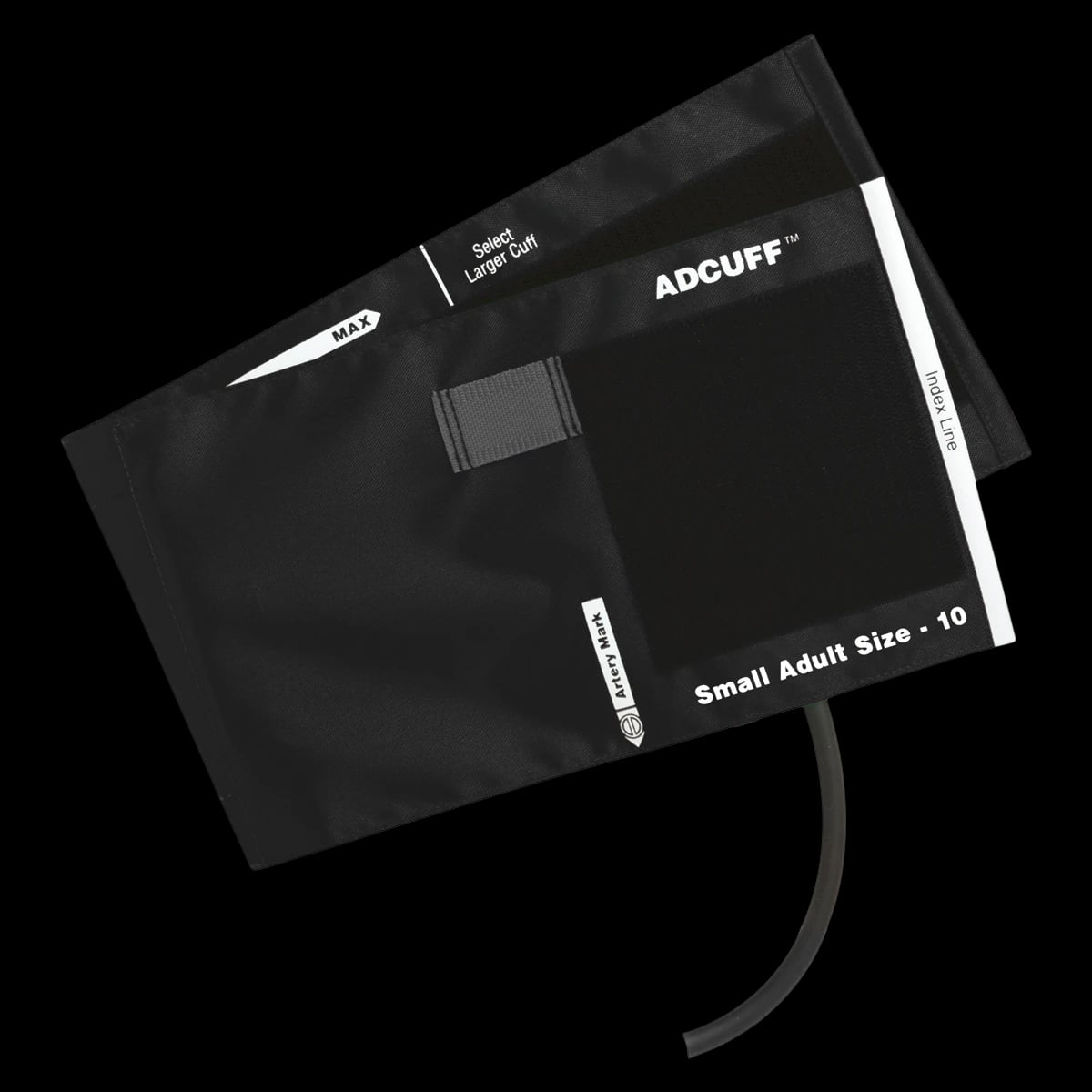 ADC Adcuff Blood Pressure Cuff & Bladder, Size 10, Black, Single Tube, Latex-Free, for Palm Style Instruments
