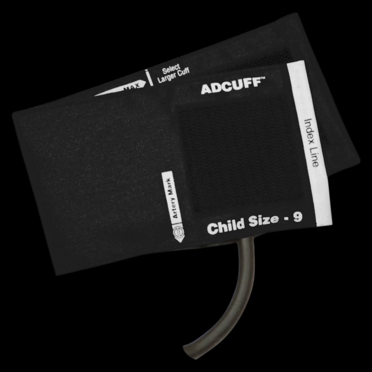 Diagnostix Adcuff Blood Pressure Cuff & Bladder, Size 9, Black, Latex-Free, 1 Tube, for Palm Style Instruments