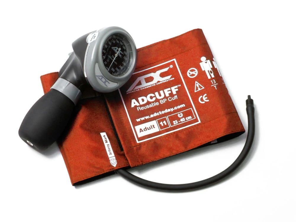American Diagnostic Diagnostix Palm Aneroid Sphygmomanometer, Size 11, Orange, Latex-Free, Model 703