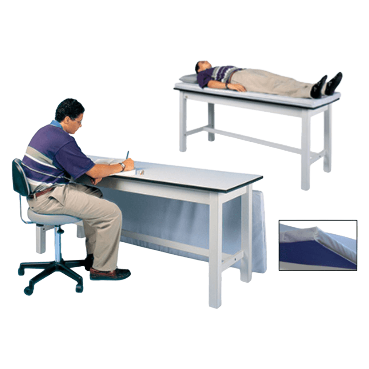Restoramed Treatment/Work Table/Desk, Blue/Gray, 350 lb Capacity
