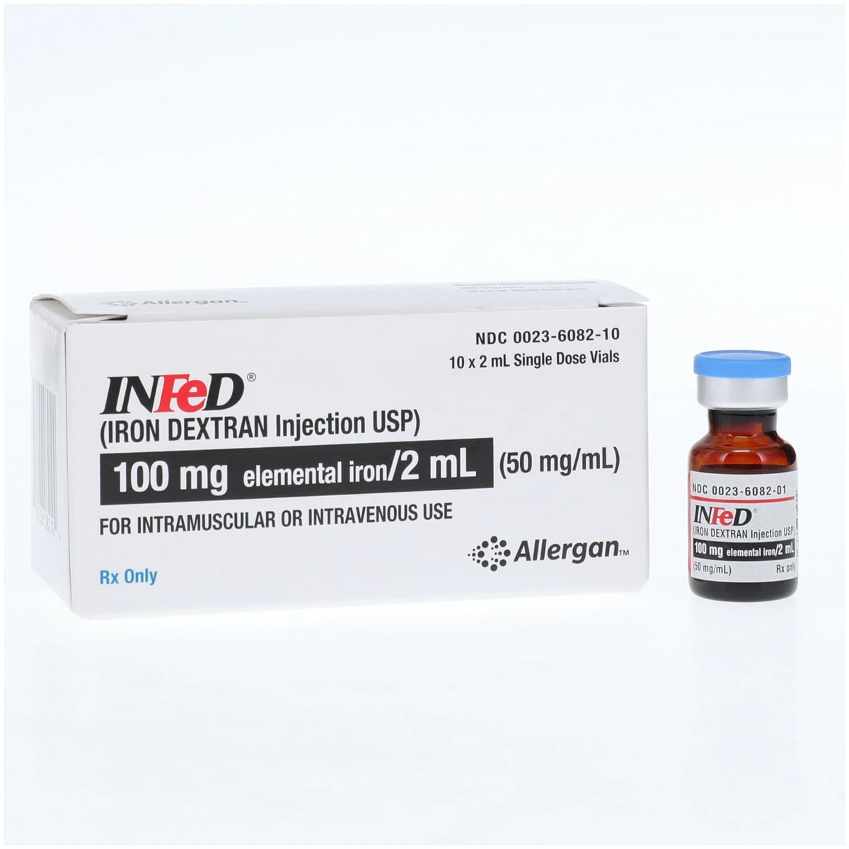 InFed (Iron Dextran) Injection, 50 mg/mL, Single-Dose Vial, 2 mL, 10/Package
