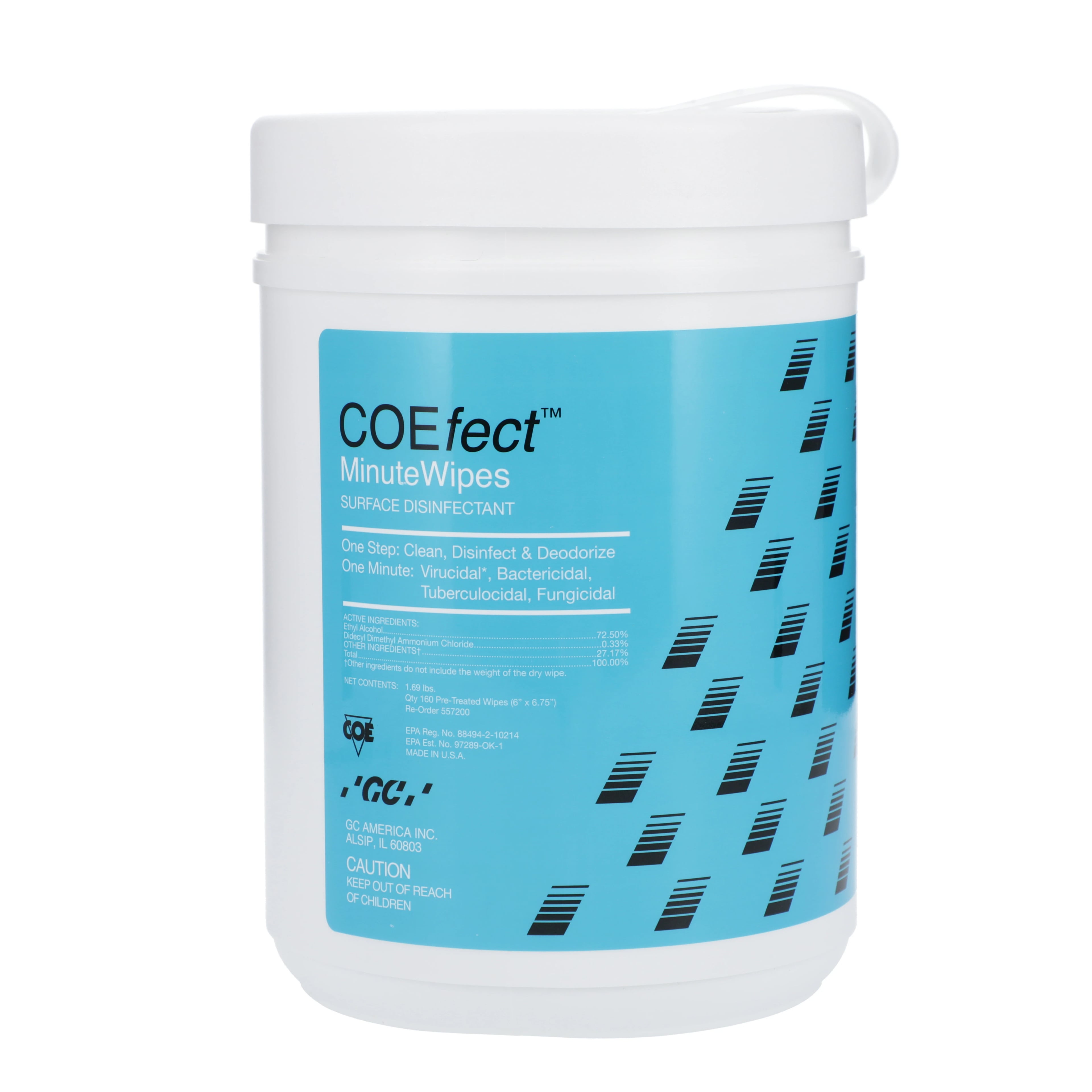 COEfect MinuteWipes Surface Disinfectant Wipes, 6" x 6.75", 160/Canister, 557200