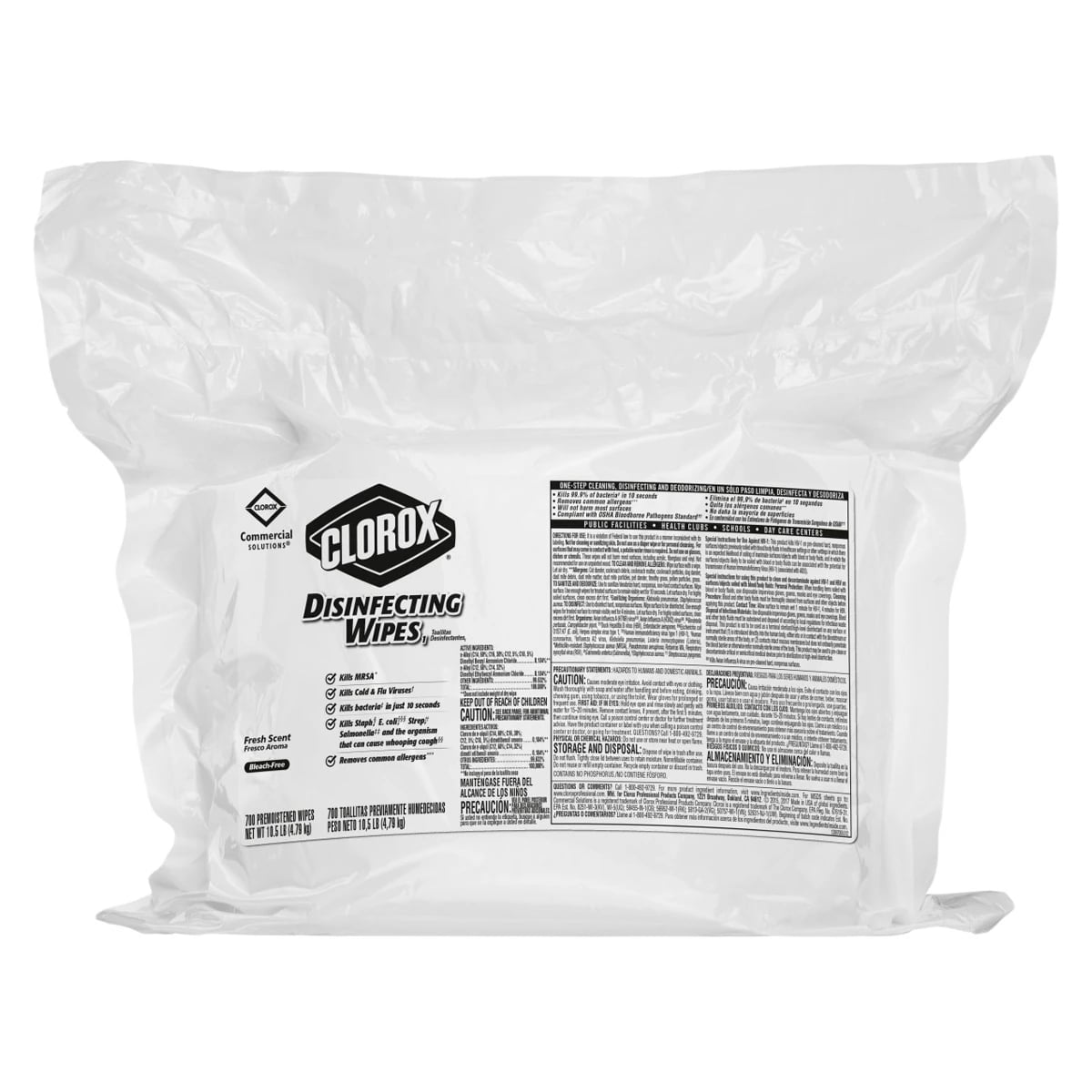 Clorox Disinfecting Wipe Refill, 7 in x 7 in, 2/Package