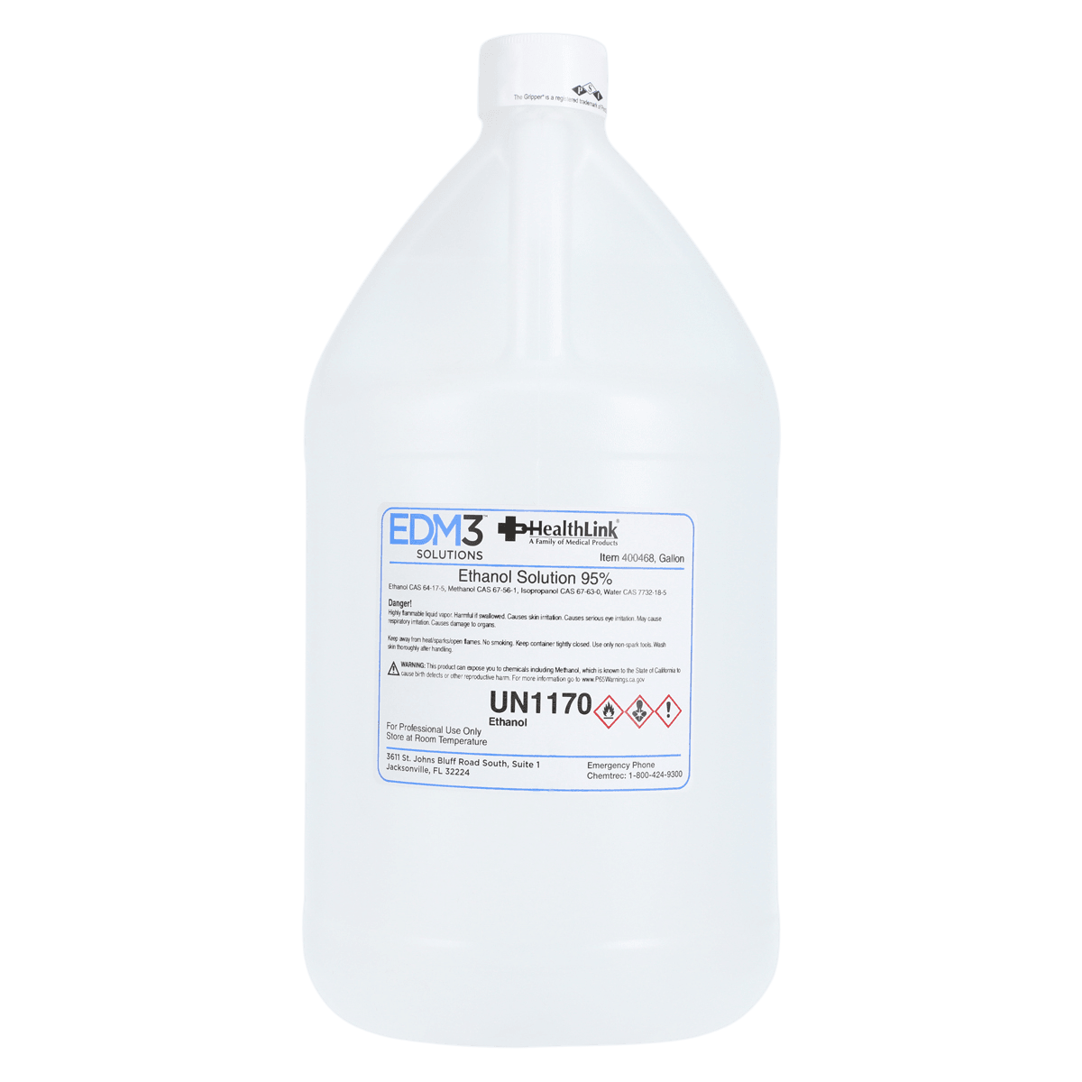 Ethanol Solution 95%, Reagent Grade, 1 Gallon (128 fl oz) Bottle