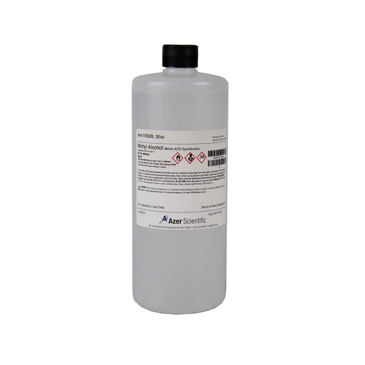 Azer Scientific Methyl Alcohol, 32 oz Bottle