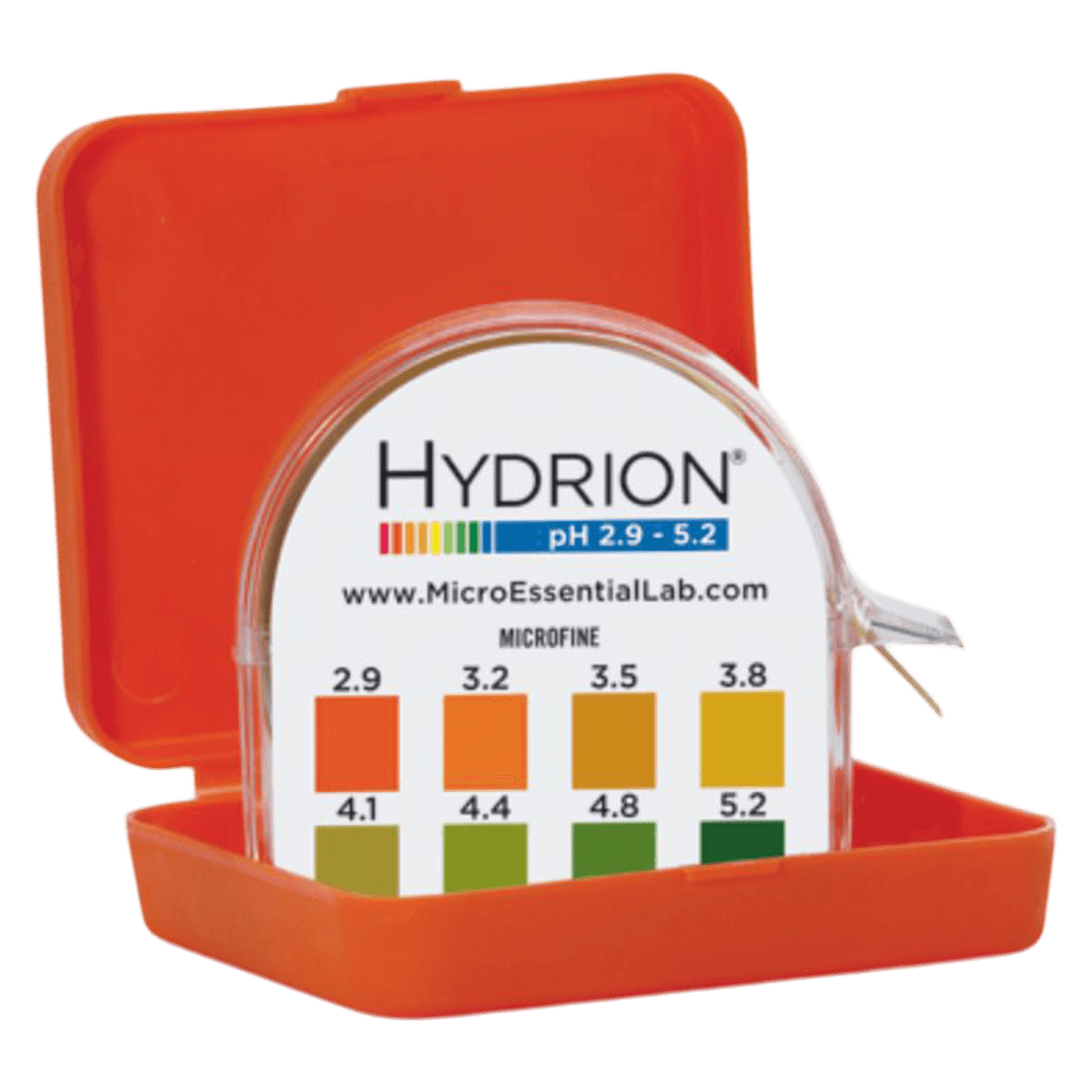 Hydrion MicroFine pH Test Strips, Range 2.9-5.2, with Color Chart, 10/Case