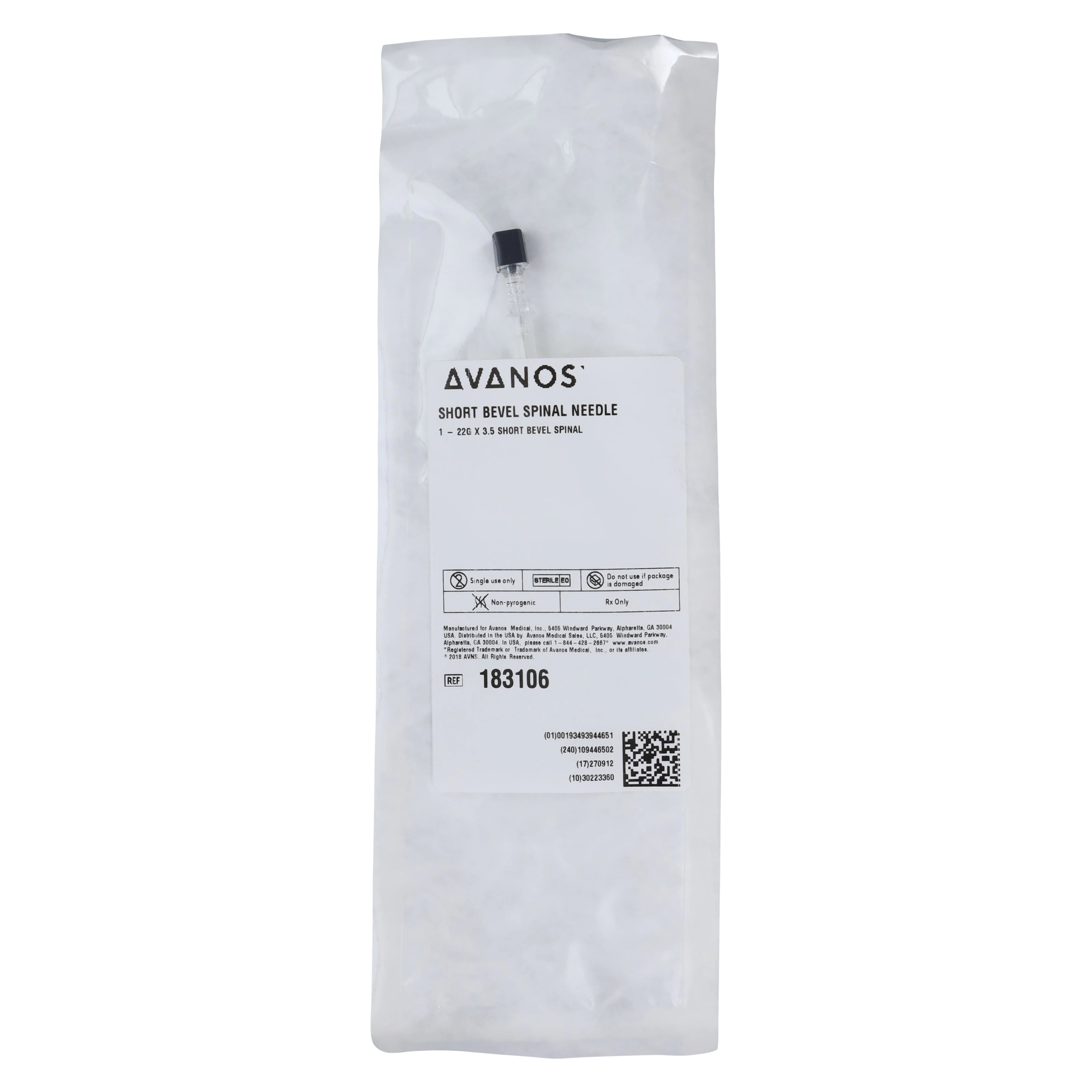 Avanos Medical Spinal Needle, 22G x 3.5", Short Bevel, Sterile