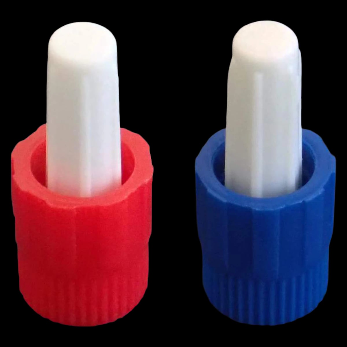 Molded Products Dead End Luer Lock Catheter Cap, Sterile, Red/Blue, 100/Bag