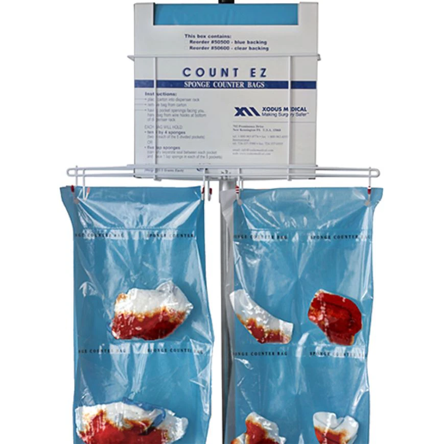 Xodus Medical Count EZ Sponge Counting Bag, Blue Back, Sterile, Polyethylene