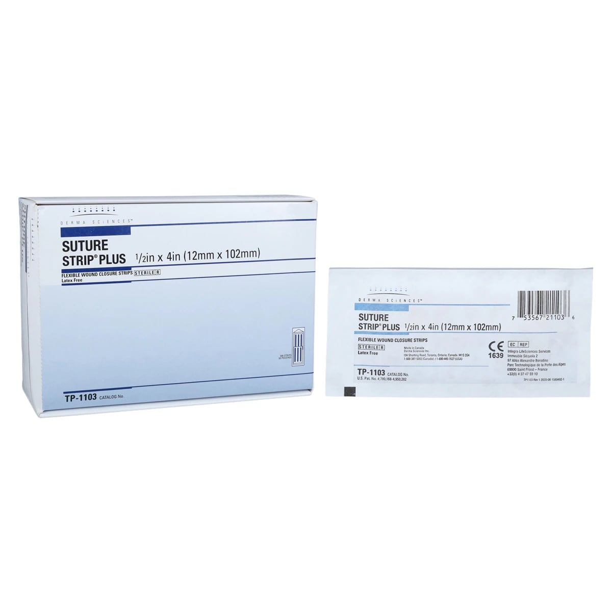 Gentell Suture Strip Plus Wound Closure Strip, 1/2" x 4", Tan, Water Resistant, Sterile, 50/Box