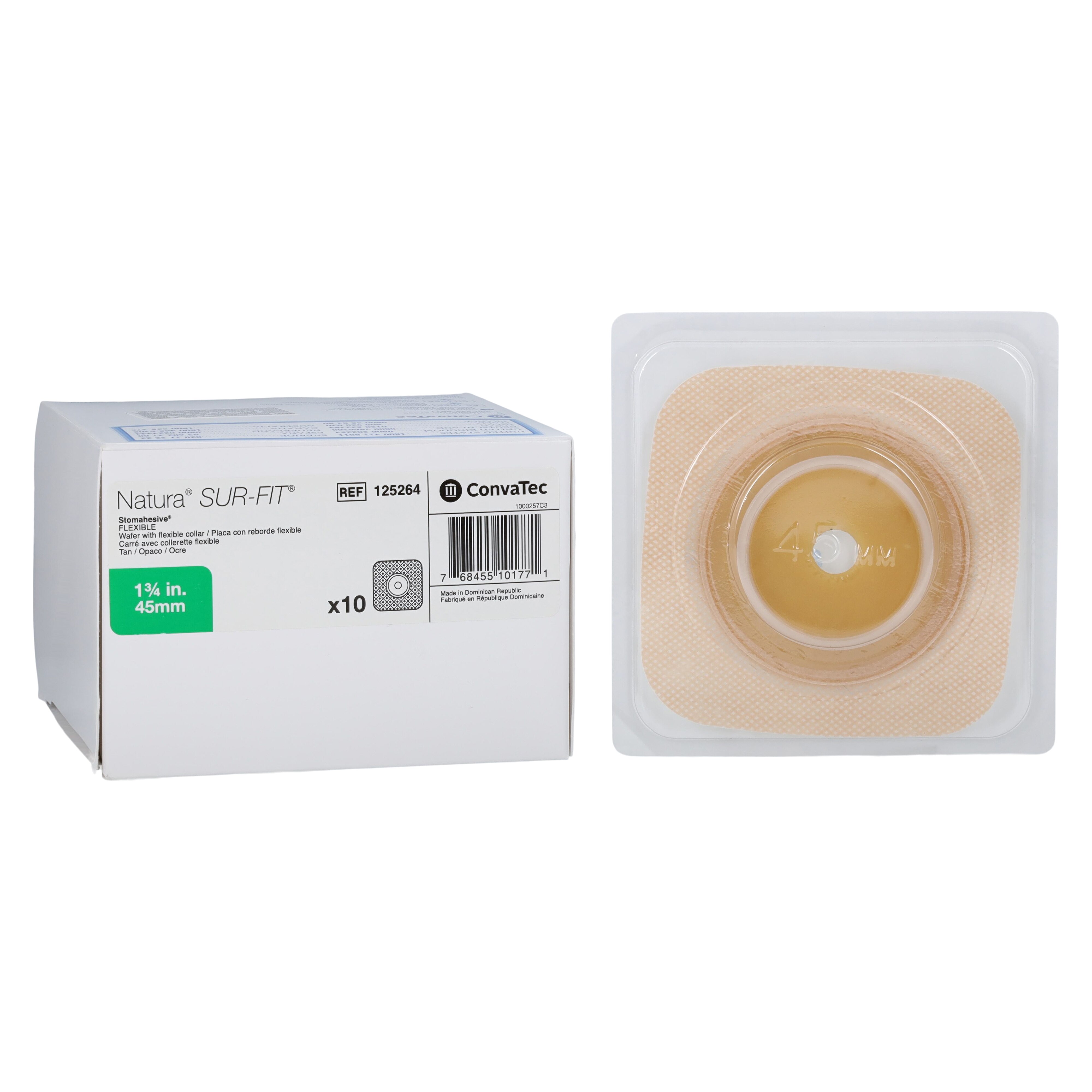 ConvaTec SUR-FIT Natura Stomahesive 2-Piece Skin Barrier, 4x4" Cut-To-Fit, Tan