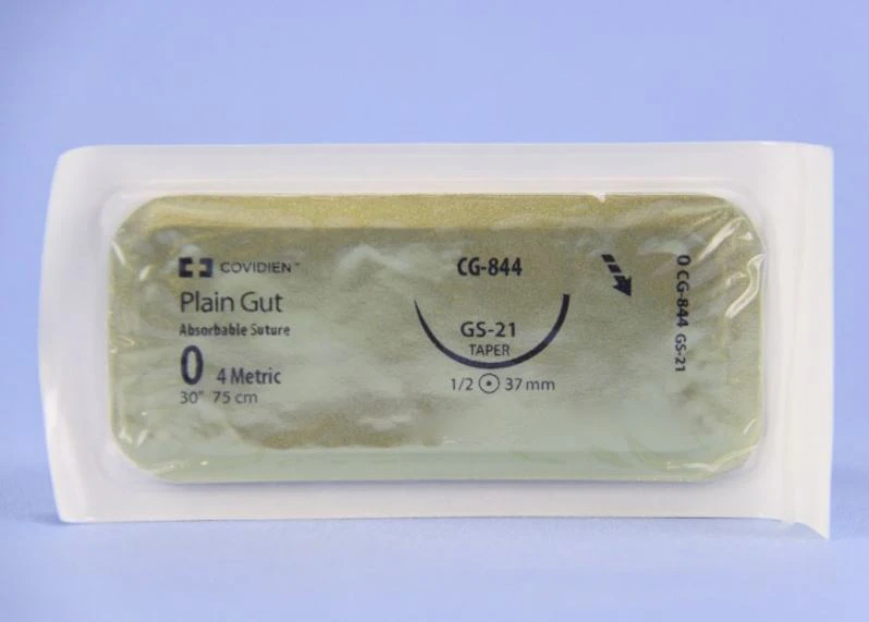 Medtronic Surgigut Chromic Gut Suture, Size 0, 30" Length, GS-21 Taper Point 1/2 Circle Needle 37mm, Undyed, 36/Case