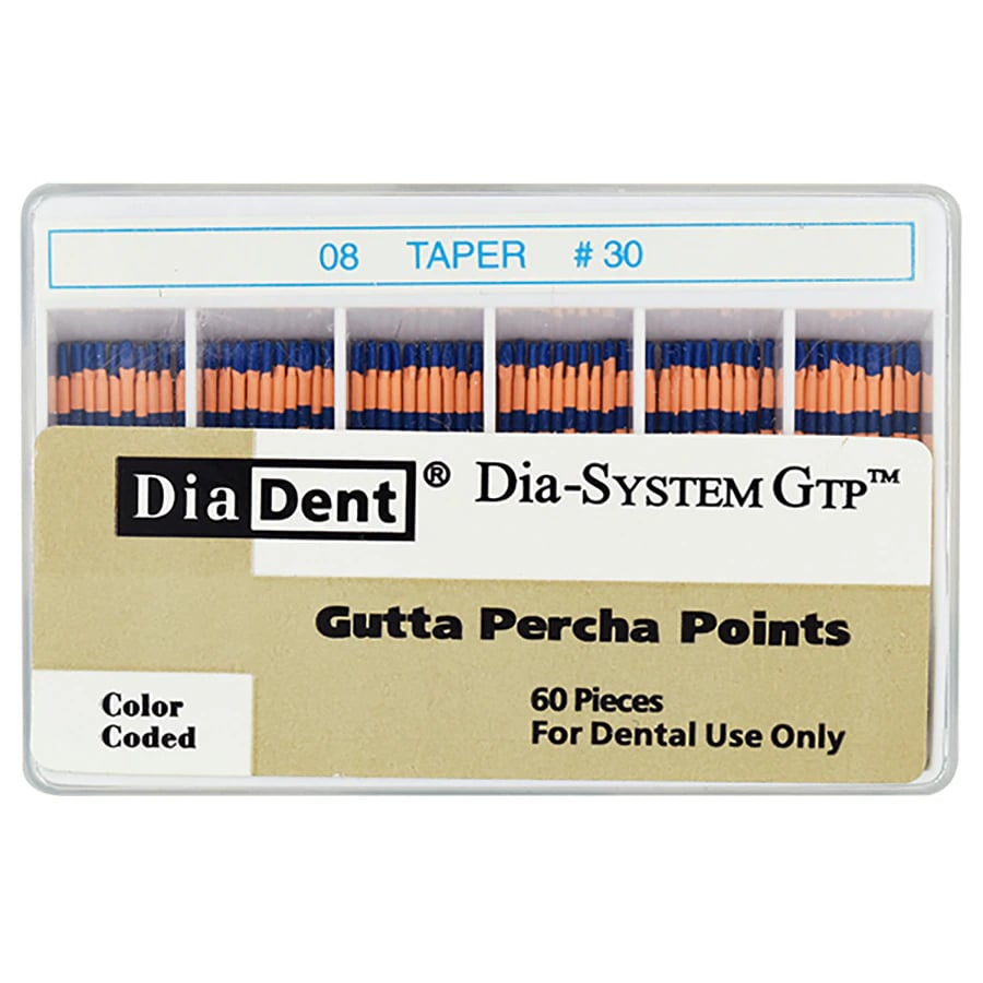EdgeEndo Gutta Percha Points, Double 0.08 Taper, ISO Size #30, 28 mm, Blue, 60/Package