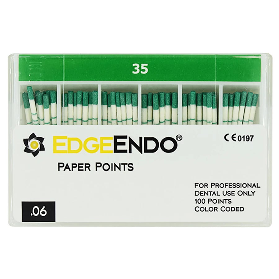 EdgeEndo 0.06 Paper Points, 29mm, ISO 35 Green, Sterile, 60/Box