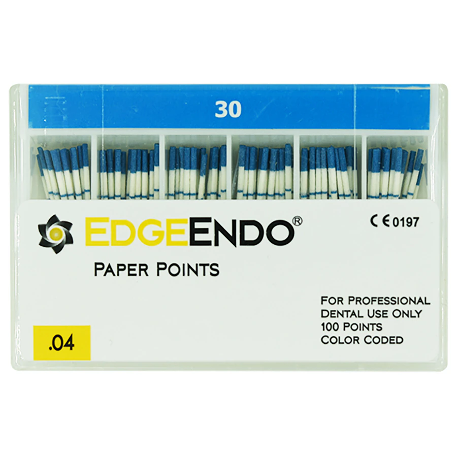 EdgeEndo 0.04 Paper Points, ISO 30, 29mm, Blue, Sterile, 100/Box