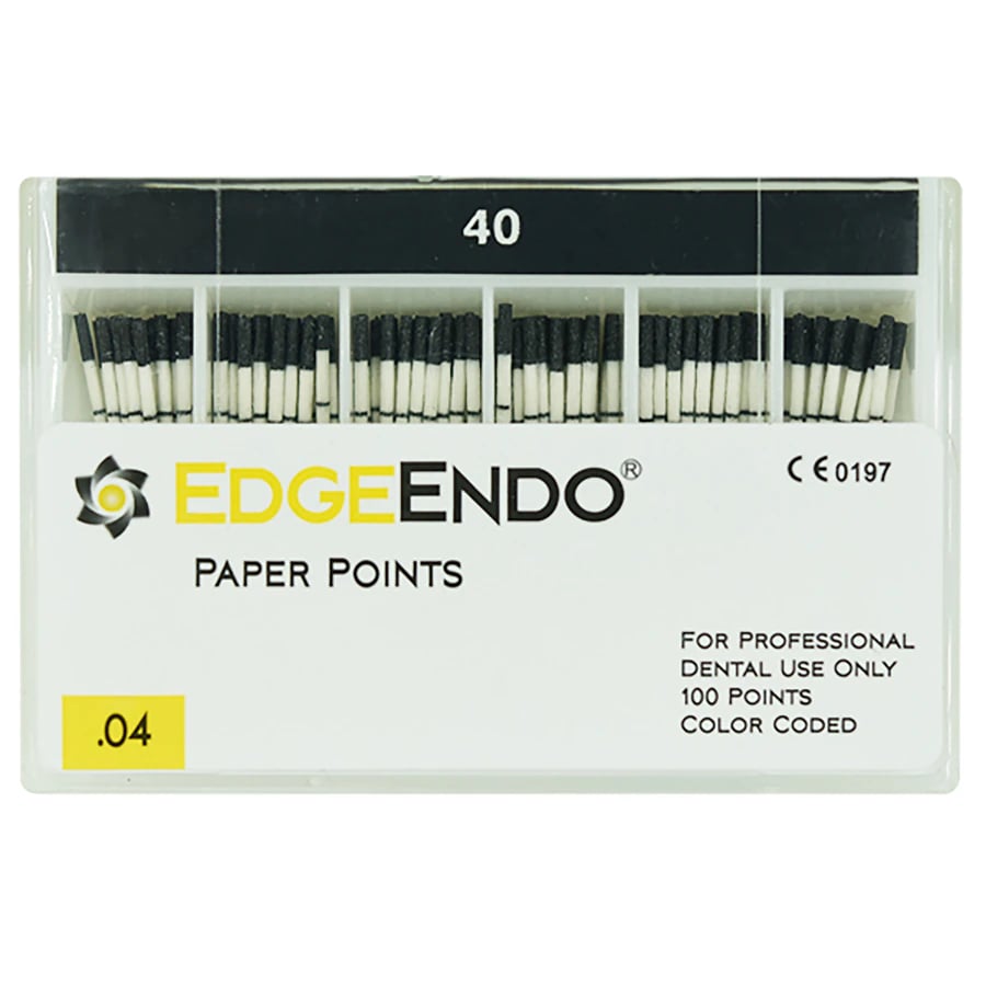 EdgeEndo 0.04 Paper Points, ISO 40, 29mm, Black, Sterile, 100/Box