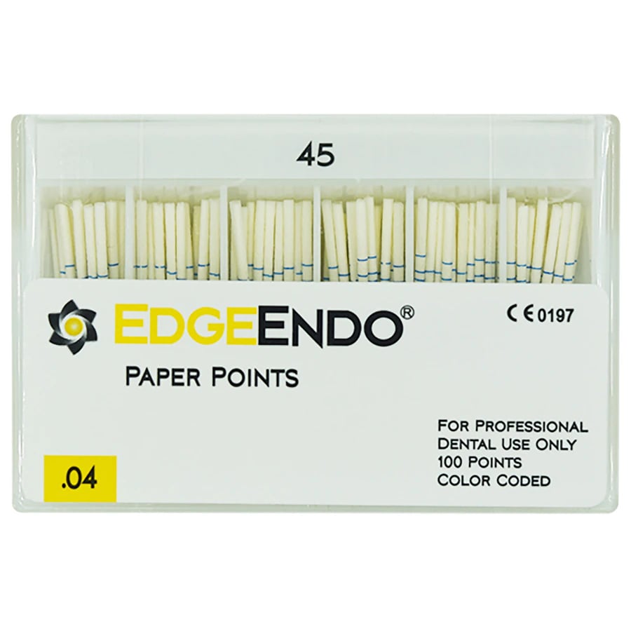 EdgeEndo 0.04 Paper Points, 29mm, ISO 45, White, Sterile, 100/Box