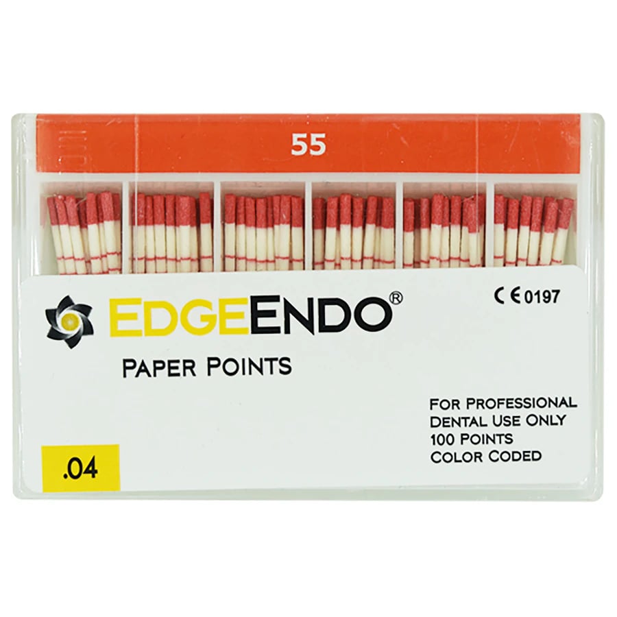 EdgeEndo 0.04 Paper Points, 29mm, ISO 55 Red, Sterile, 100/Box