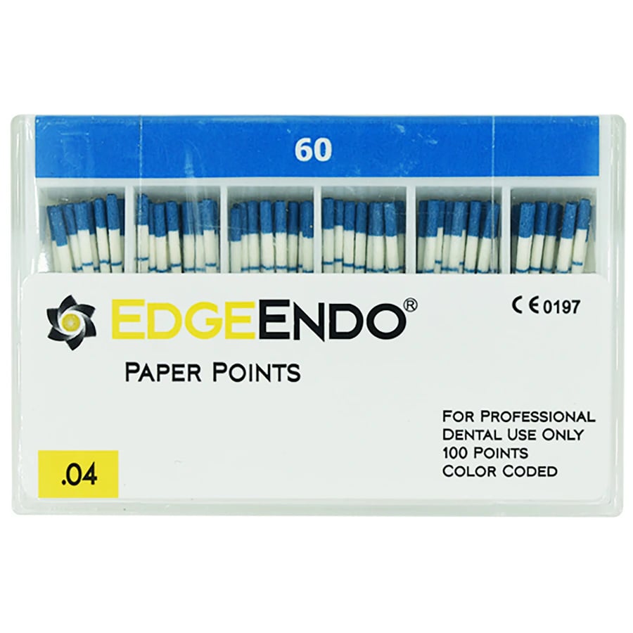 EdgeEndo 0.04 Paper Points, ISO 60, 29mm, Blue, Sterile, 100/Box