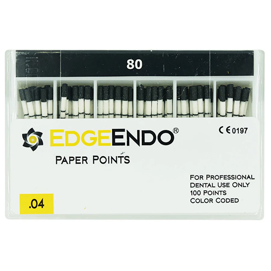 EdgeEndo 0.04 Paper Points, 29mm, ISO 80, Black, Sterile, 100/Box