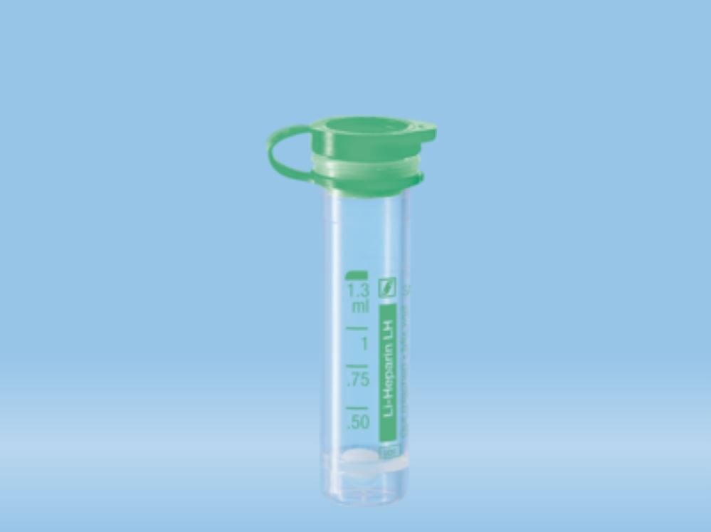Sarstedt Micro Tube SST Green, Lithium Heparin, 1.3 mL, Snap Cap, Round Bottom, Non-Sterile, 100/Box