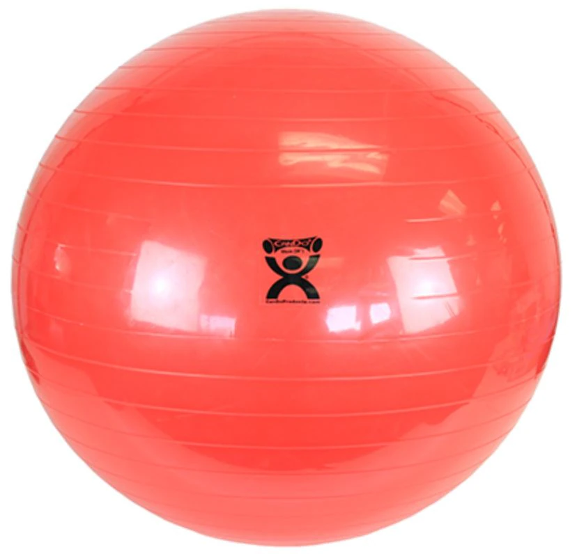 CanDo Gymnic Exercise Ball, Ribbed Plastic, 38" Diameter, Red