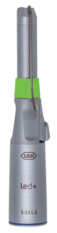 W&H Surgical Electric Handpiece S-11 L G, Straight, 1:1 Ratio, Lever Autochuck, External Spray, Mini LED+ Light