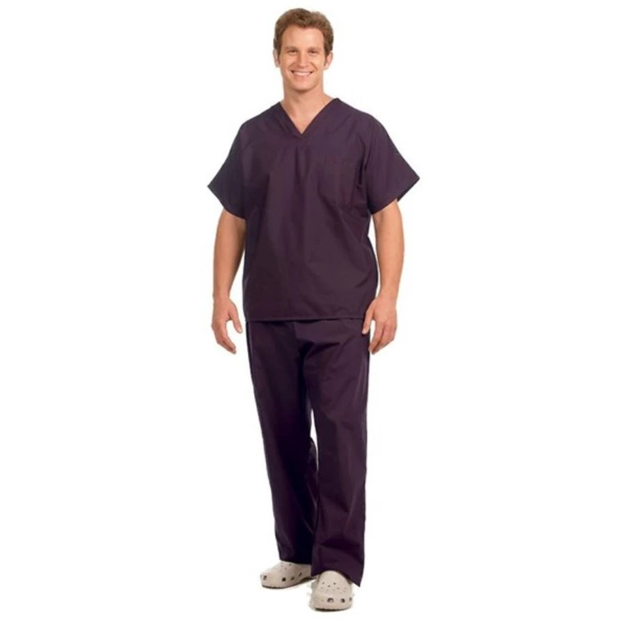 Fashion Seal Healthcare® Unisex Fashion Scrub Shirt, Sea Crest Line, 65/35 Fashion Poplin®, V-Neck, Short Sleeve, Eggplant, Extra Small, 78730