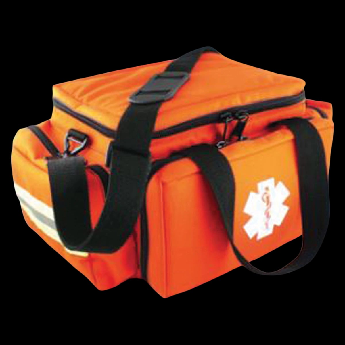 Medsource International Small Padded Trauma Bag, Orange, 17.5 x 10.5 x 7.5 in, Zipper Closure with 2 Handles and Shoulder Strap