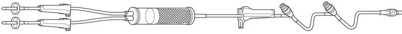 Baxter Blood Y IV Set, Standard Blood Filter 170-260 Micron, 15 Drops/mL, 100" Male Luer Lock Adapter, 2 Clearlink Luer Activated Valves, Latex-Free, Large, 48/Case