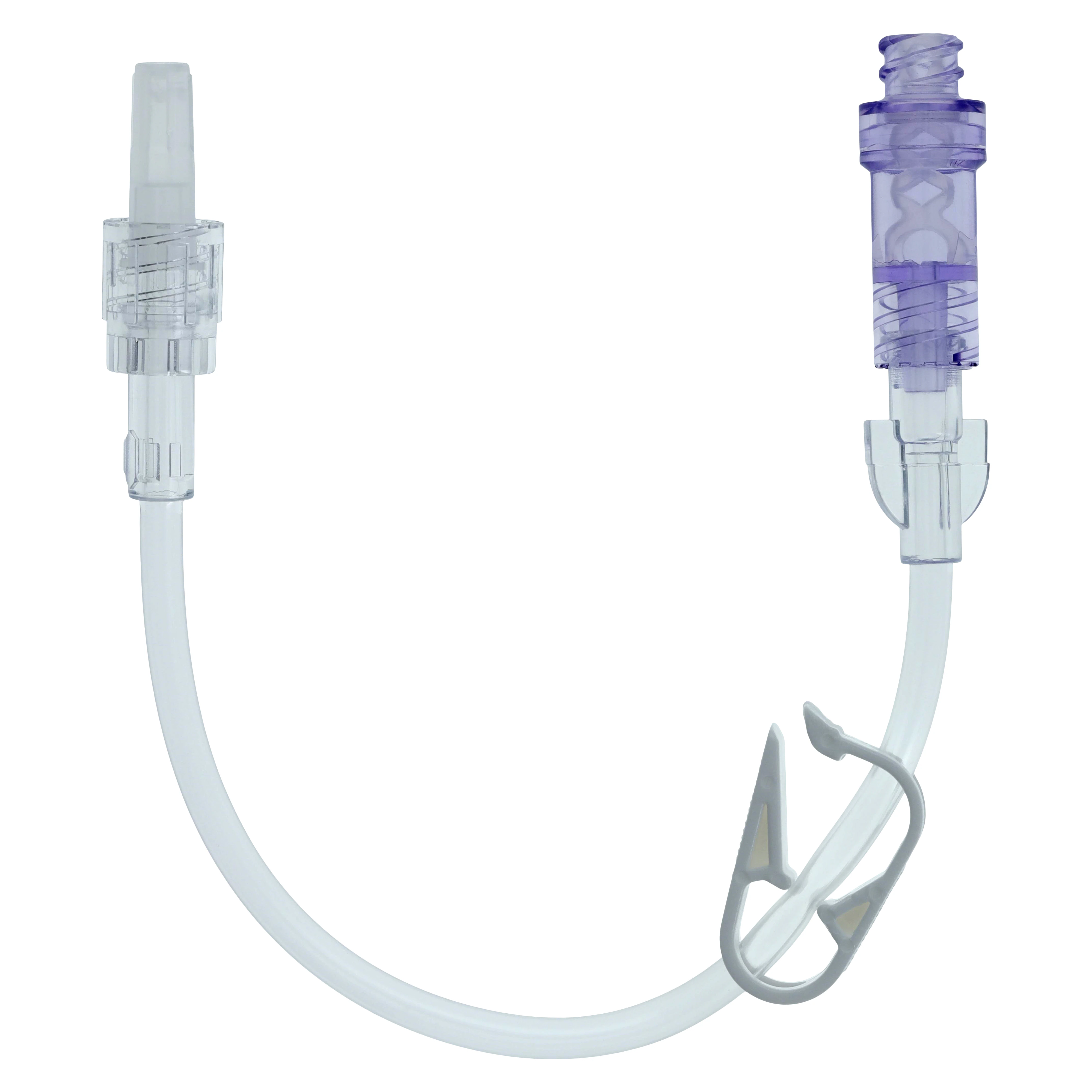 Amsafe IV Extension Set, Needleless, 8" Rotating Male Luer Lock Adapter, Priming Volume 1.2mL, Roberts Clamp, Non-DEHP, Sterile, Latex-Free, 100/Case