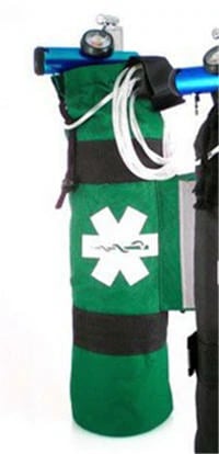 Medsource International Sleeve Bag for O2 D Cylinder, 16x5", Green, Reusable, with Side Pocket, Pull-Straps and Reflective Tape