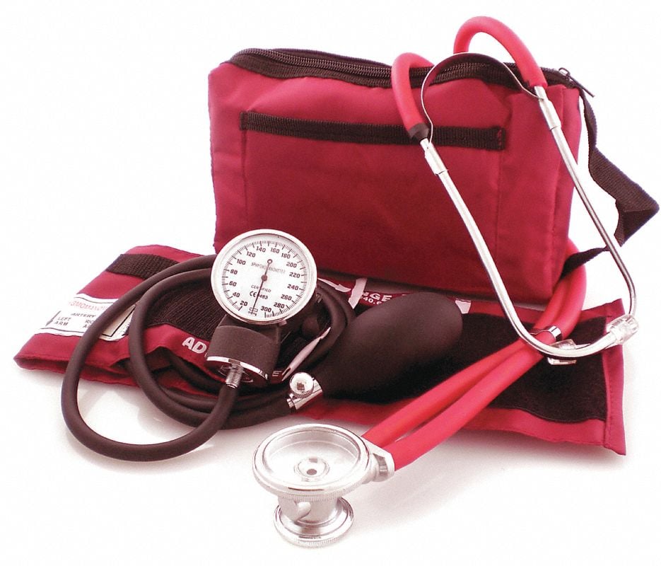 Medsource International Sprague Rappaport Sphygmomanometer Kit, Complete, Red, Latex-Free, Arm Dial Display