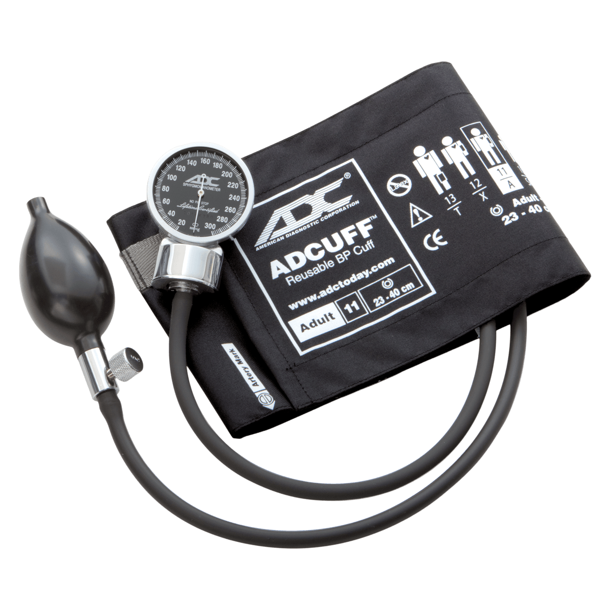 Diagnostix 700 Series Aneroid Sphygmomanometer, Size 11, Black, Latex-Free, Luminescent Dial