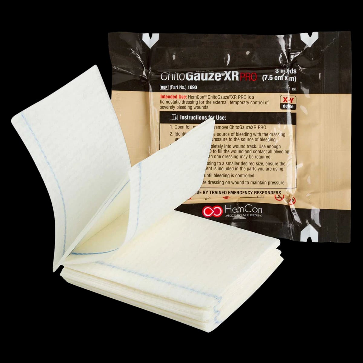 ChitoGauze XR PRO Hemostatic Gauze, Non-Woven, 3" x 4 yd, Z-Fold