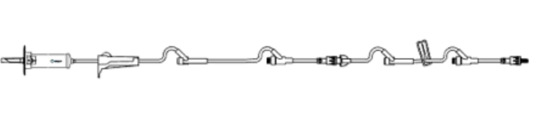 Amsino Amsafe-3 IV Administration Set with Preattached Extension Set, Needleless, Pre-Pierced Y-Injection Site, 10/15/60 Drops/mL, Priming Volume 24 mL, Rotating Male Luer Lock Adapter, Roller Clamp, 50/Case