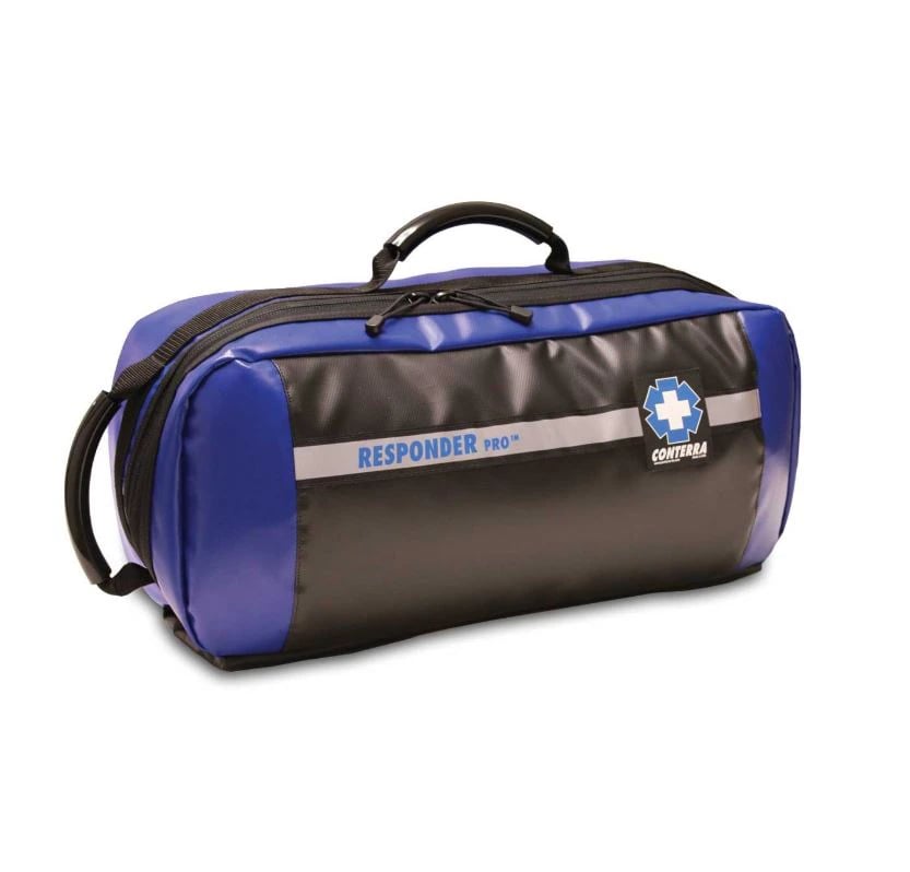 Conterra Responder Pro Trauma/Medical Bag, 23x10x11", Black/Blue, Reinforced Zipper, Fluid-Proof Top & Side Handle