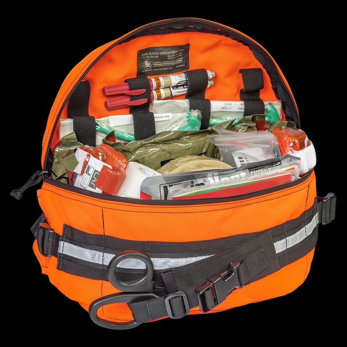 North American Rescue EMS Rapid Deployment Kit, Orange/Black, 9x13x7.75"