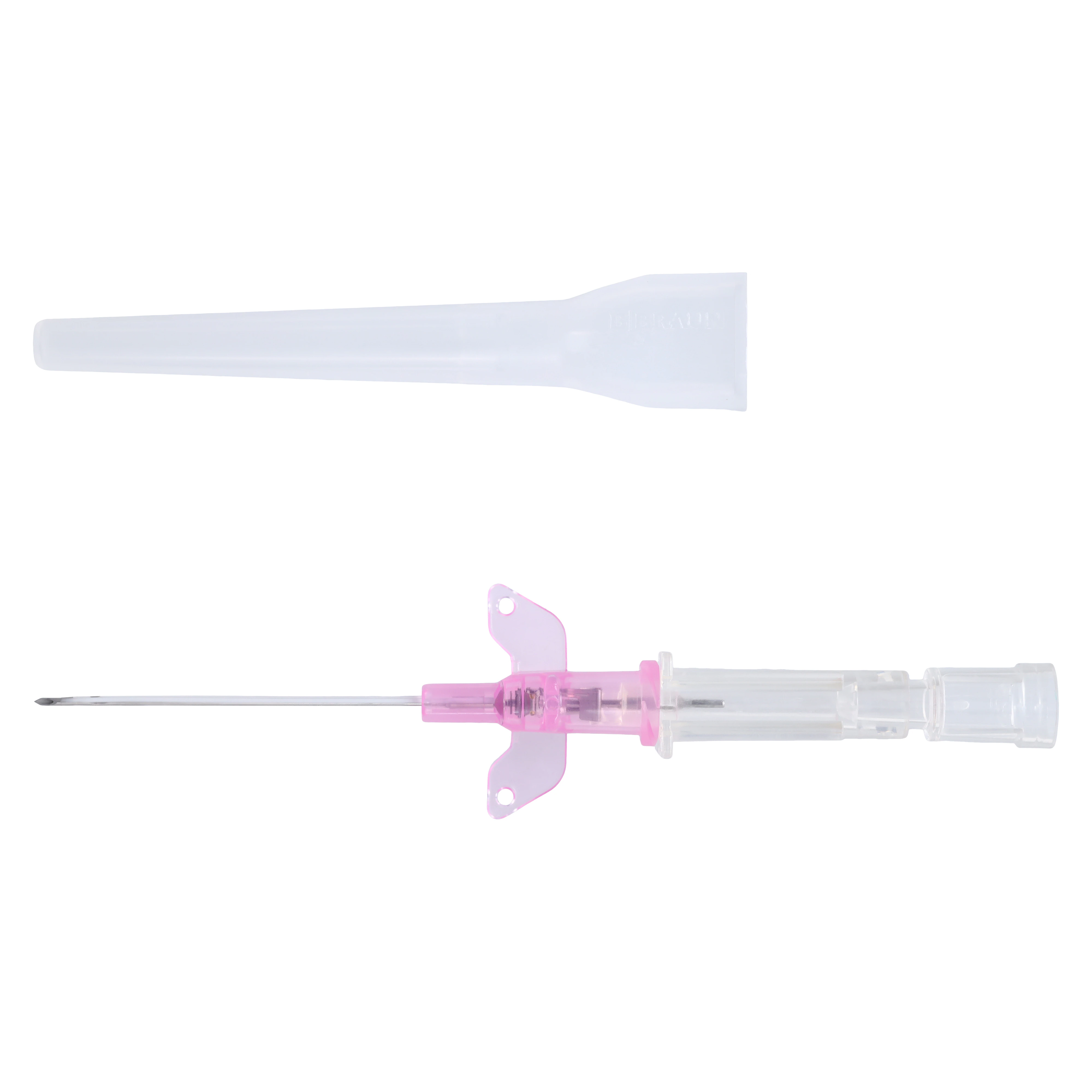 B. Braun Introcan Safety IV Catheter, 20 Gauge, 1-1/4", FEP, Straight with Wings, Pink, Sterile, 50/Box