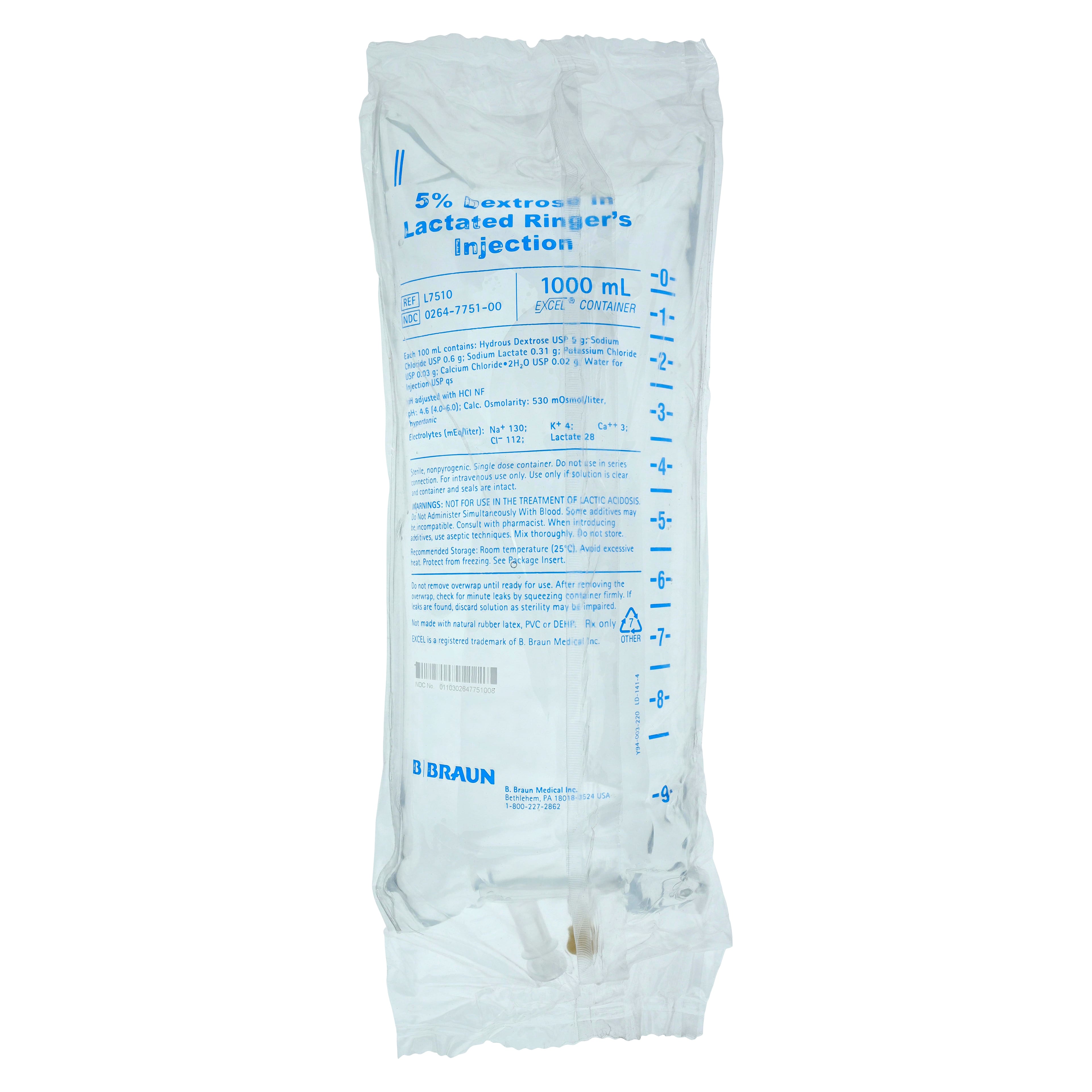 B. Braun 5% Dextrose in Lactated Ringer's Injection, 1000 mL Plastic Container