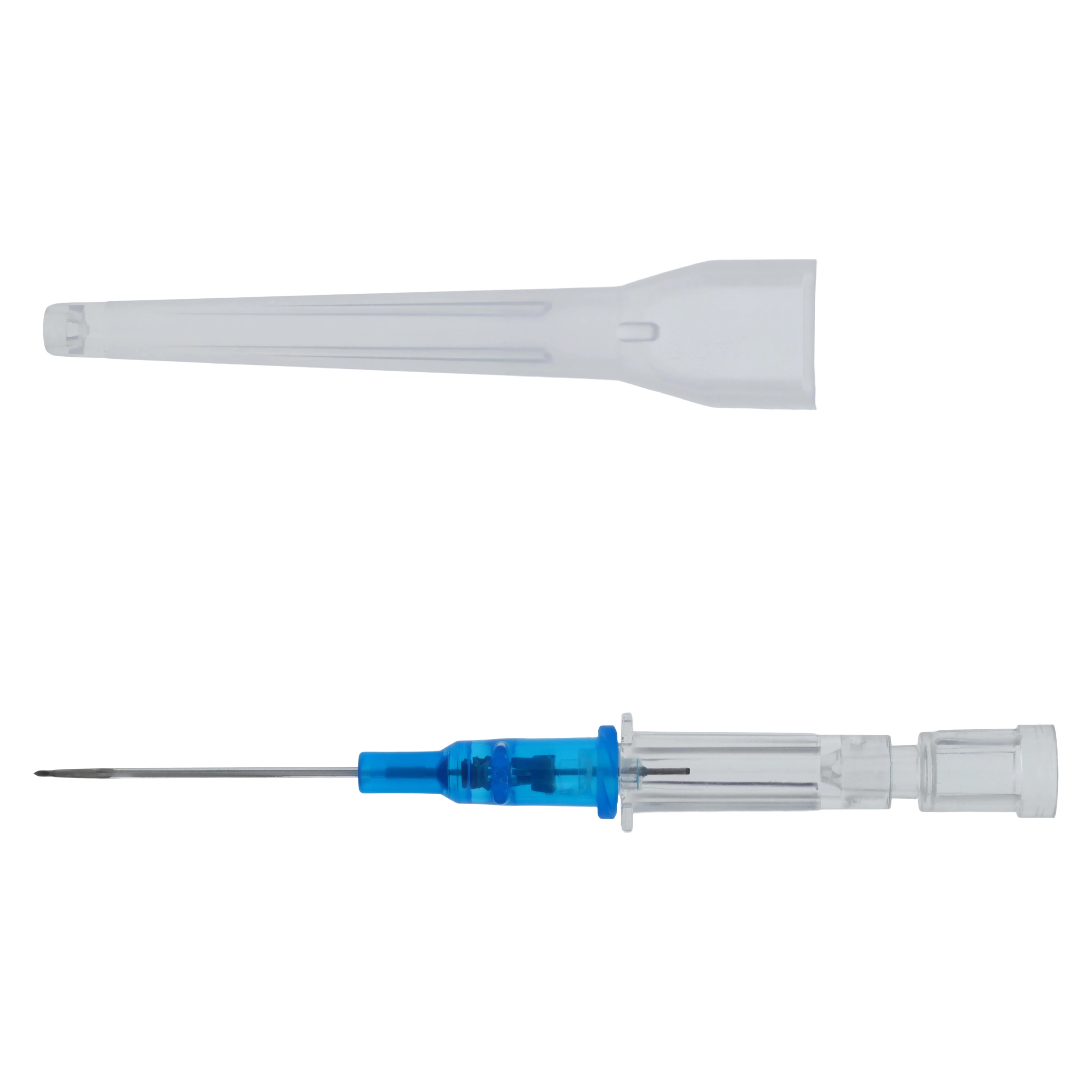 Introcan Safety IV Catheter, 22 Gauge, 1", Polyurethane, Non-DEHP/Non-PVC, Sterile, Blue, Straight, Without Wings
