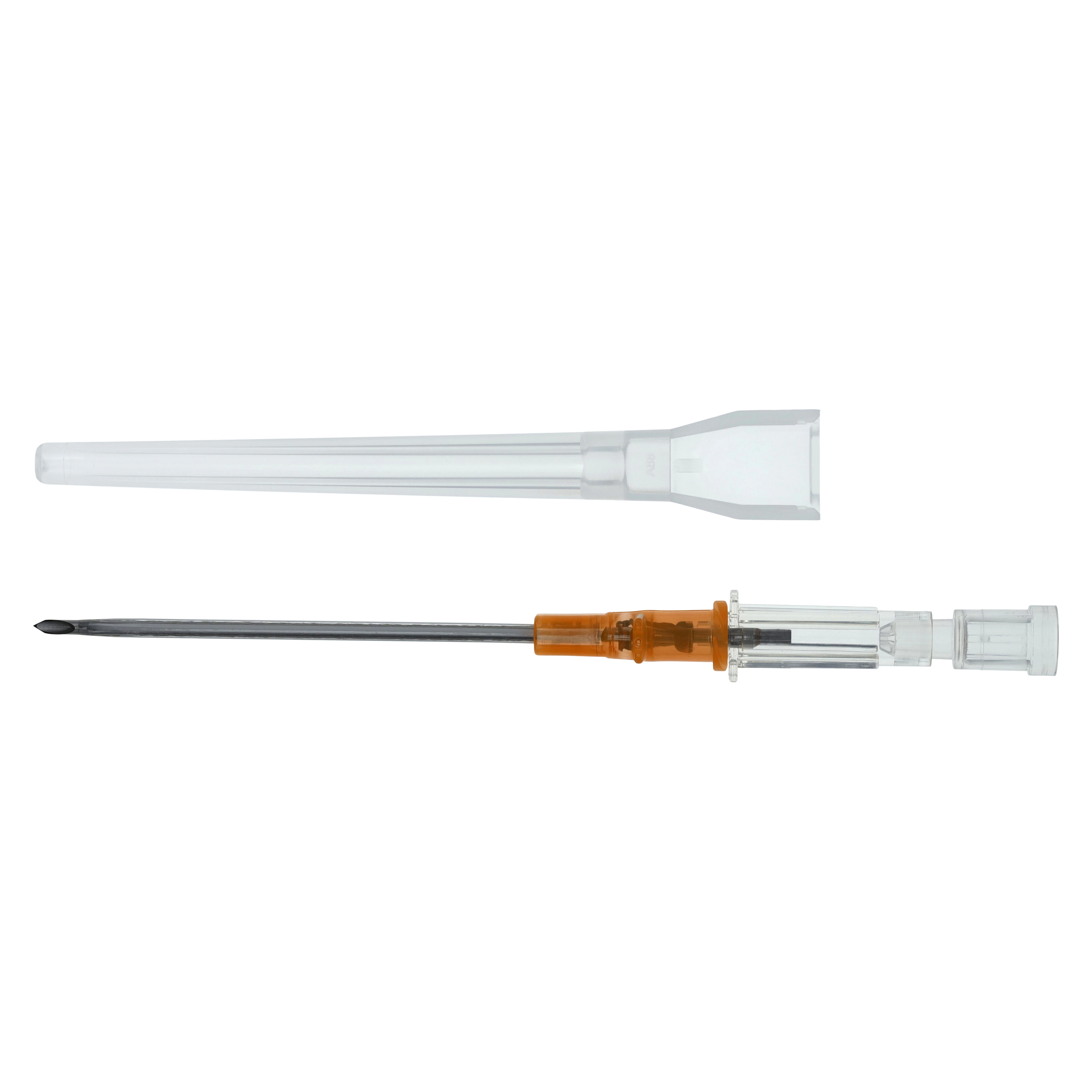 Introcan Safety IV Catheter, 14 Gauge, 2", Teflon, Non-DEHP/Non-PVC, Sterile, Orange, Straight, Without Wings, Each