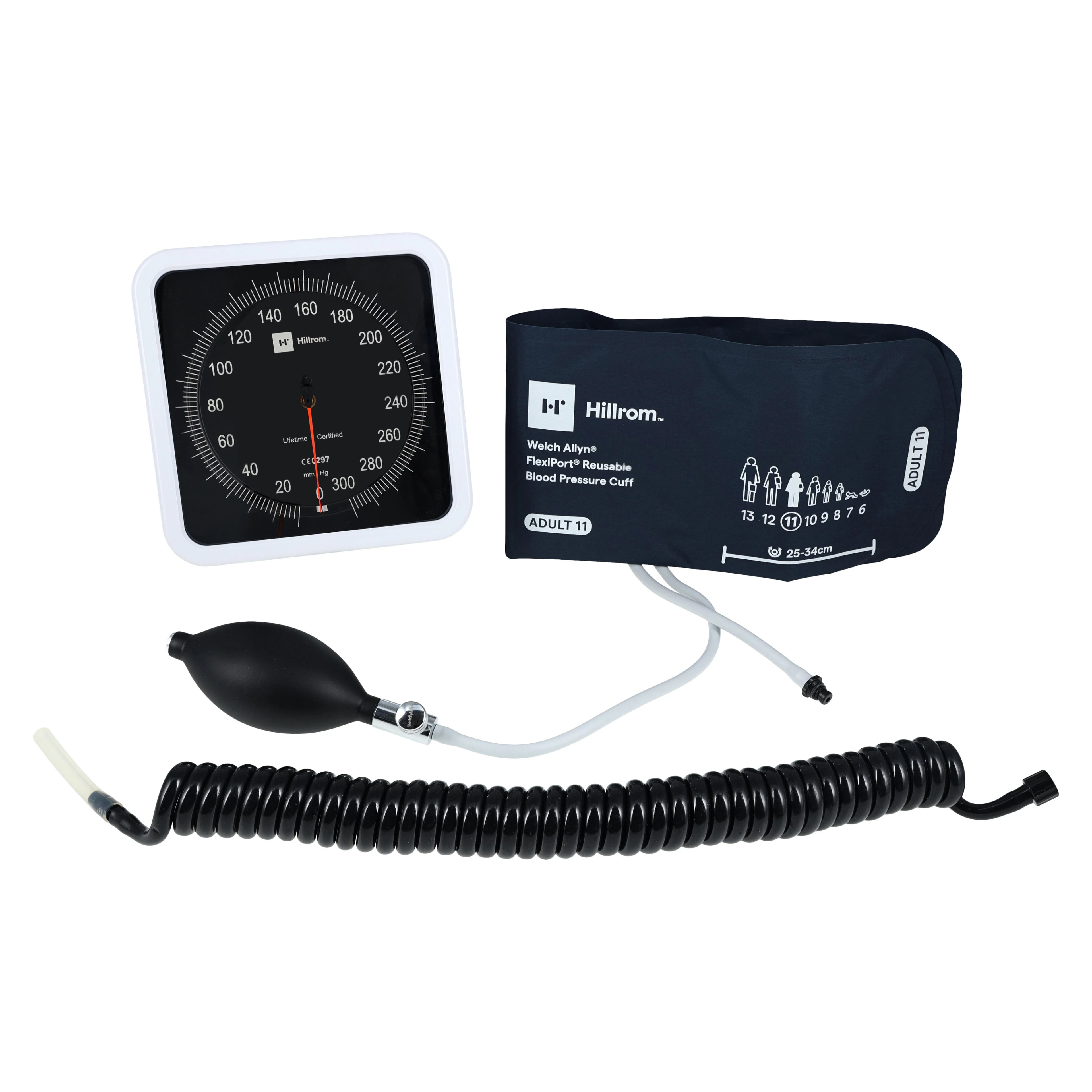 Tycos 767 Series Wall Aneroid Sphygmomanometer, Size 11, Black/White, Latex-Free, Arm Dial Display
