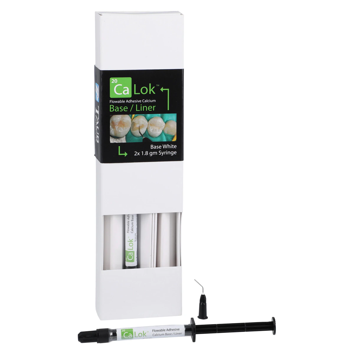 Ca-Lok Calcium Base/Liner Kit, Light-Cured Bioactive Resin, White, 2 x 1.8 mL Syringes