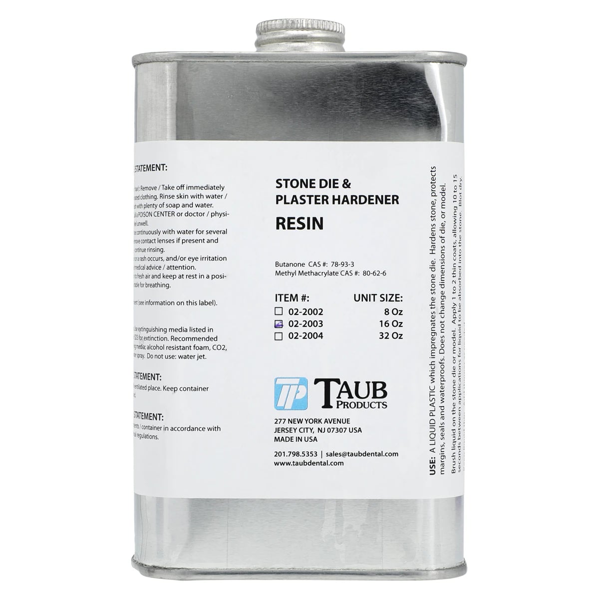 Stone Die/Plaster Hard Resin Hardener, Light Yellow, 16oz/Bottle